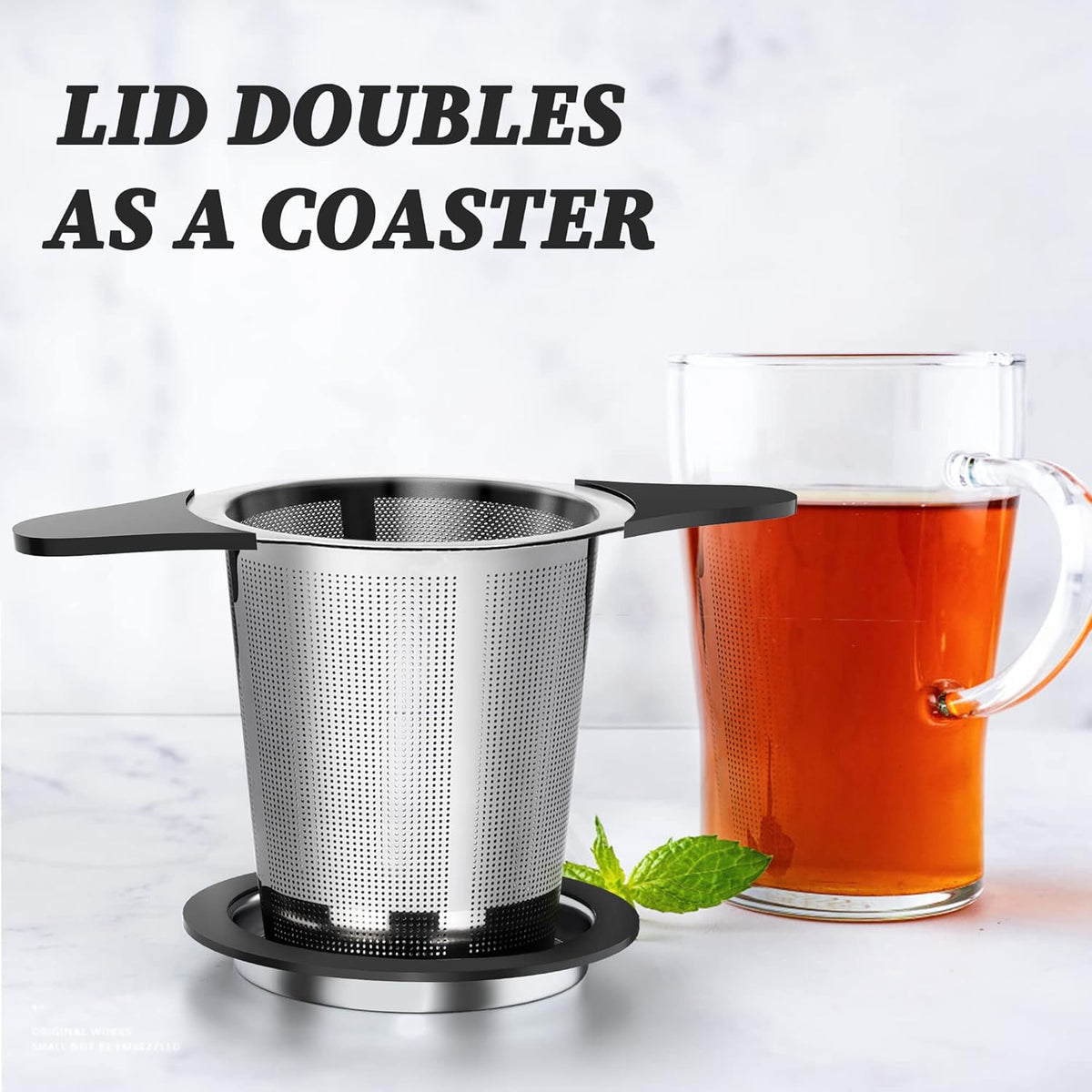 Upgraded Tea Infusers for Loose Tea, Silicone Covered Extra Fine Mesh 18/8 Stainless Steel Tea Strainer with Large Capacity & Double Handles to Steep Loose Leaf Tea and Coffee 1 Pack