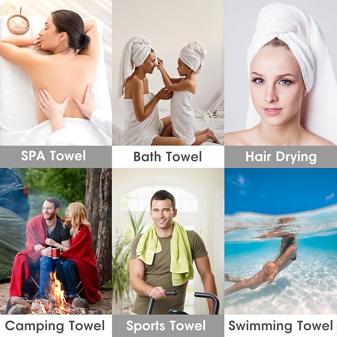 JML Microfiber Towels, Bath Towel Set 4 Pack, 27" x 55" - Super Absorbent, Fast Drying Bathroom Towel for Hair, Swimming, Fitness, Sport, Yoga -Grey