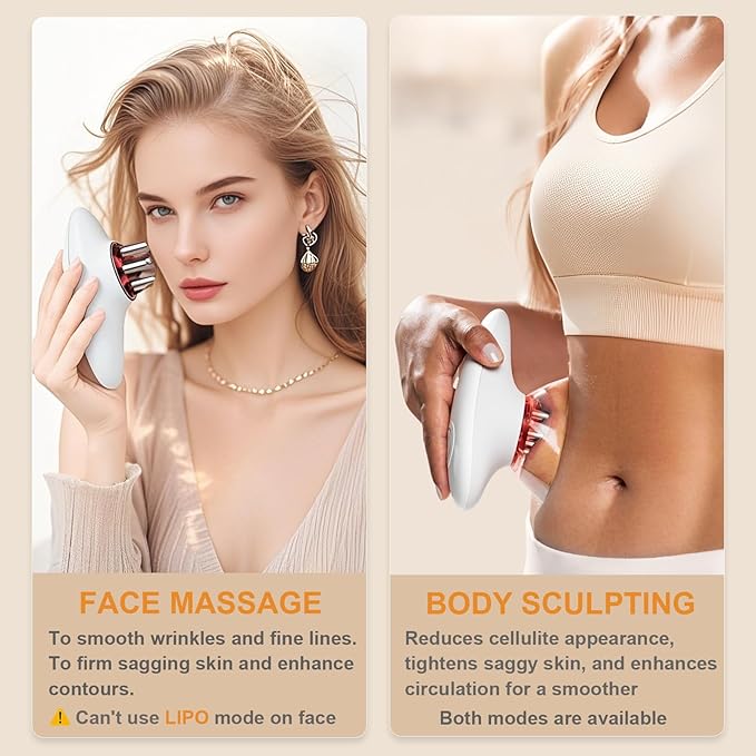 Body Sculpting Machine, Professional Cordless Handheld Massager Electric Cupping Therapy Massager – for Belly, Waist, Arms, Leg, Home Tool for Women (White)