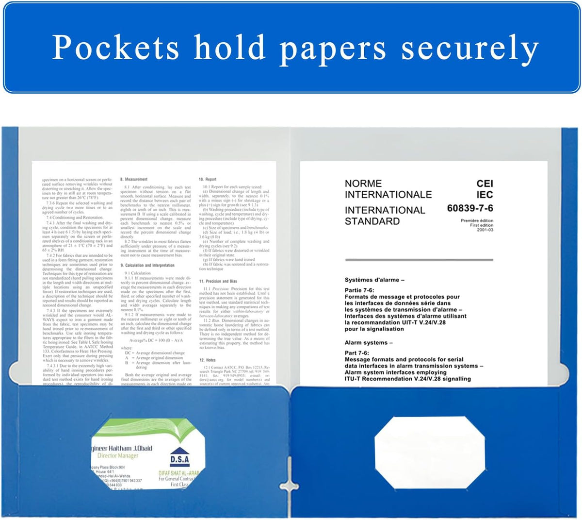 Zzrywuty File Folders with Pockets Letter Size, 100-Pack Paper Folders with Card Slot, Two Pocket Folders for School Students, Businessmen, Home and Office Workers（Blue）