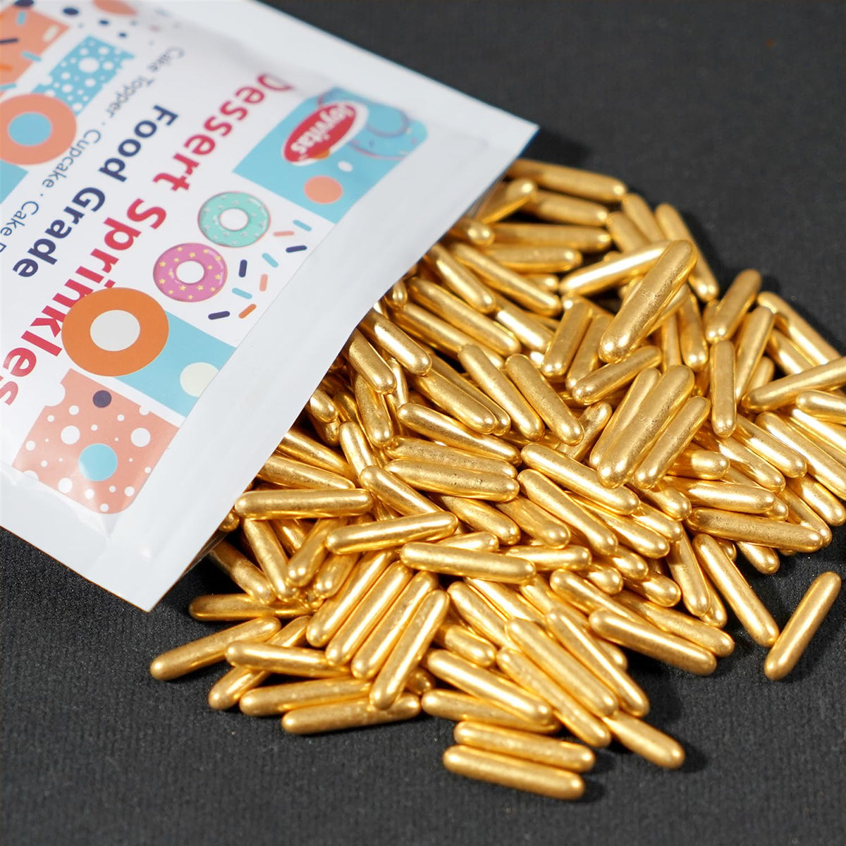 Gold Sprinkles, Metallic Rods Candy, Gold Rods Sugar For Baking, Donuts, Cakes, Cupcakes, Cookies, Wedding Party, Holiday, 150g/5.29oz