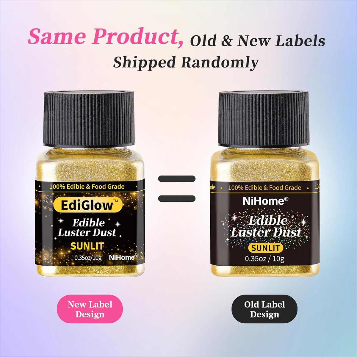 NiHome Edible Food-Grade Glitter Powder Glimmer Luster Dust Metallic Fancy Food Decorating Sprinkle Glimmery Dust for Drink Beverage Cake Bakery Vegan Allergen-Free (Iridescent Purple, 0.35oz/10g)