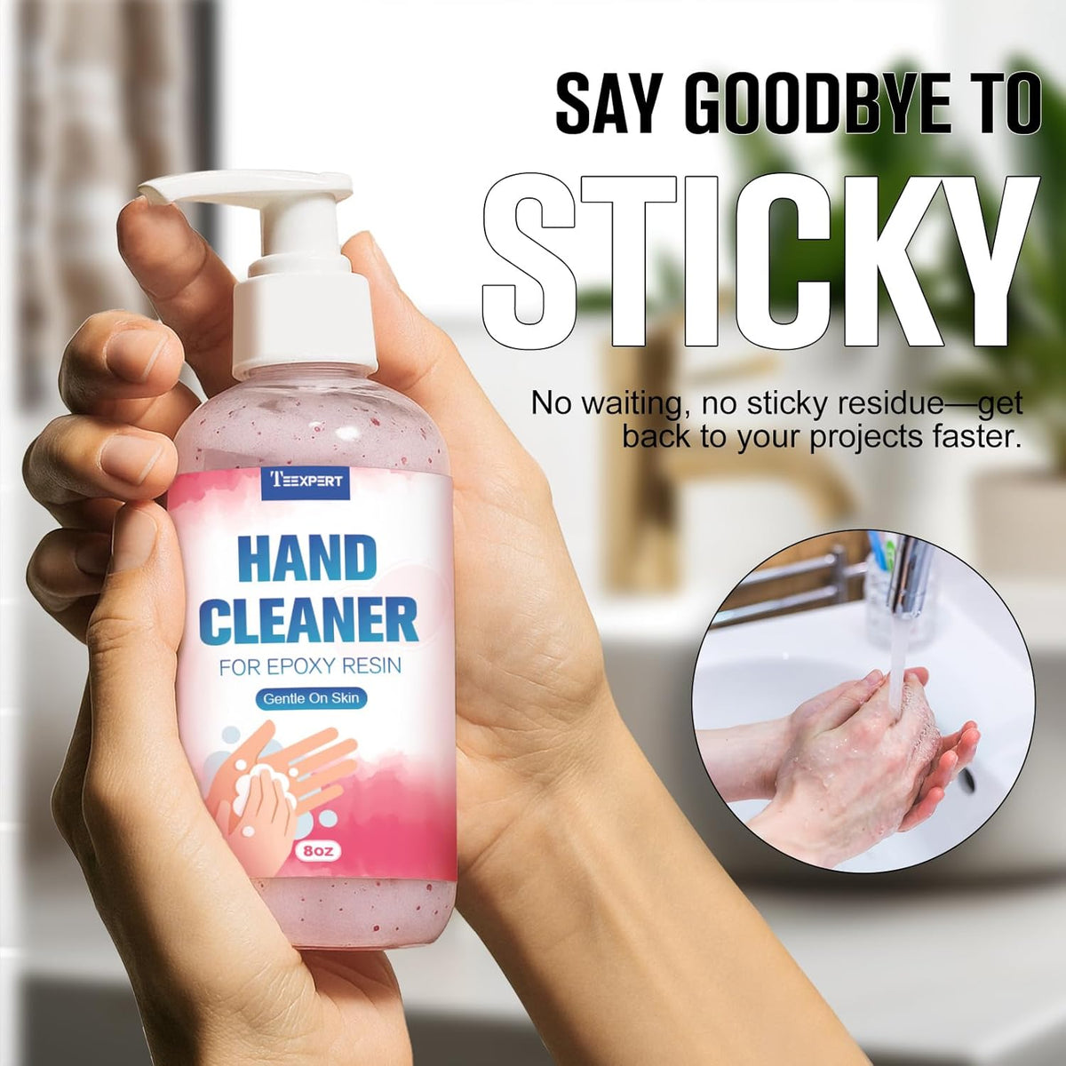 Teexpert Resin Remover Gel 8OZ Hand Cleaner For Epoxy Resin All-Natural Gentle & Moisturizing Hand Cleanser Ideal for Removing Uncured Resin Molds Tools