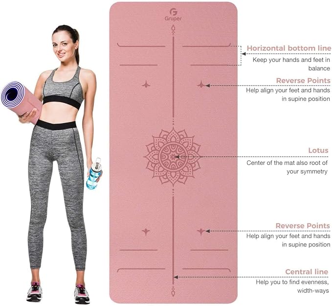 Yoga Mat Non Slip TPE Extra Wide Yoga Mat with Alignment Mark, 72"L x 32"W x 0.32"/0.24"Th (183cm x 81cm x 8mm/6mm), Anti-Tear Exercise Mat with Carrying Strap and Bag, Workout Mats for Yoga, Pilates
