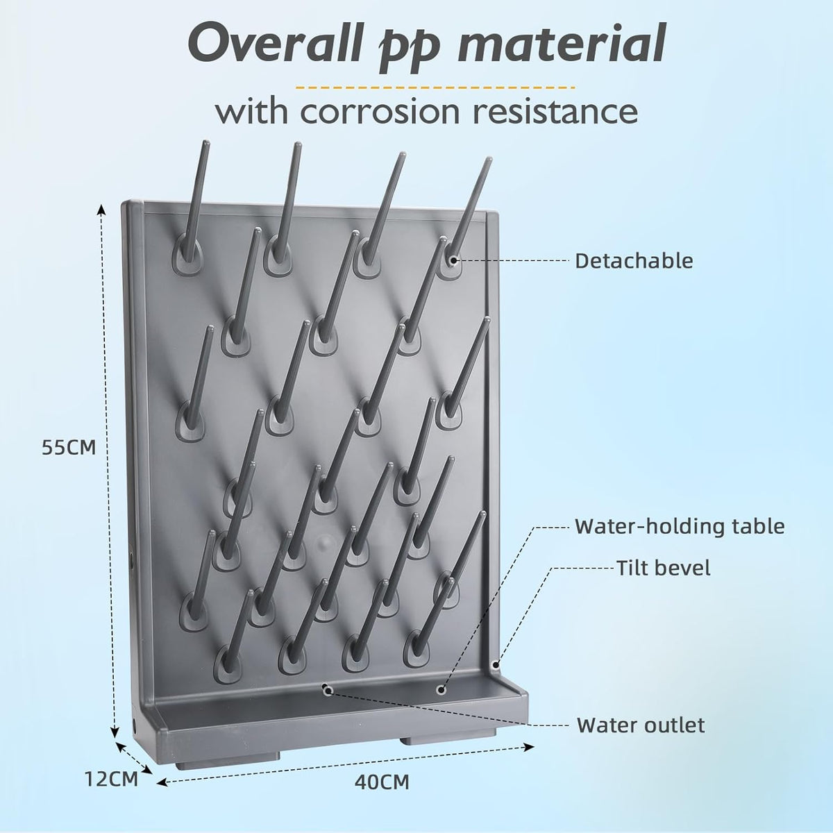 Lab Drying Racks - Lab Supply Pegboard Bench,27 Pegs Drying Rack Lab,Wall Mounted Test Tube Dryer,Detachable PP Lab Rack