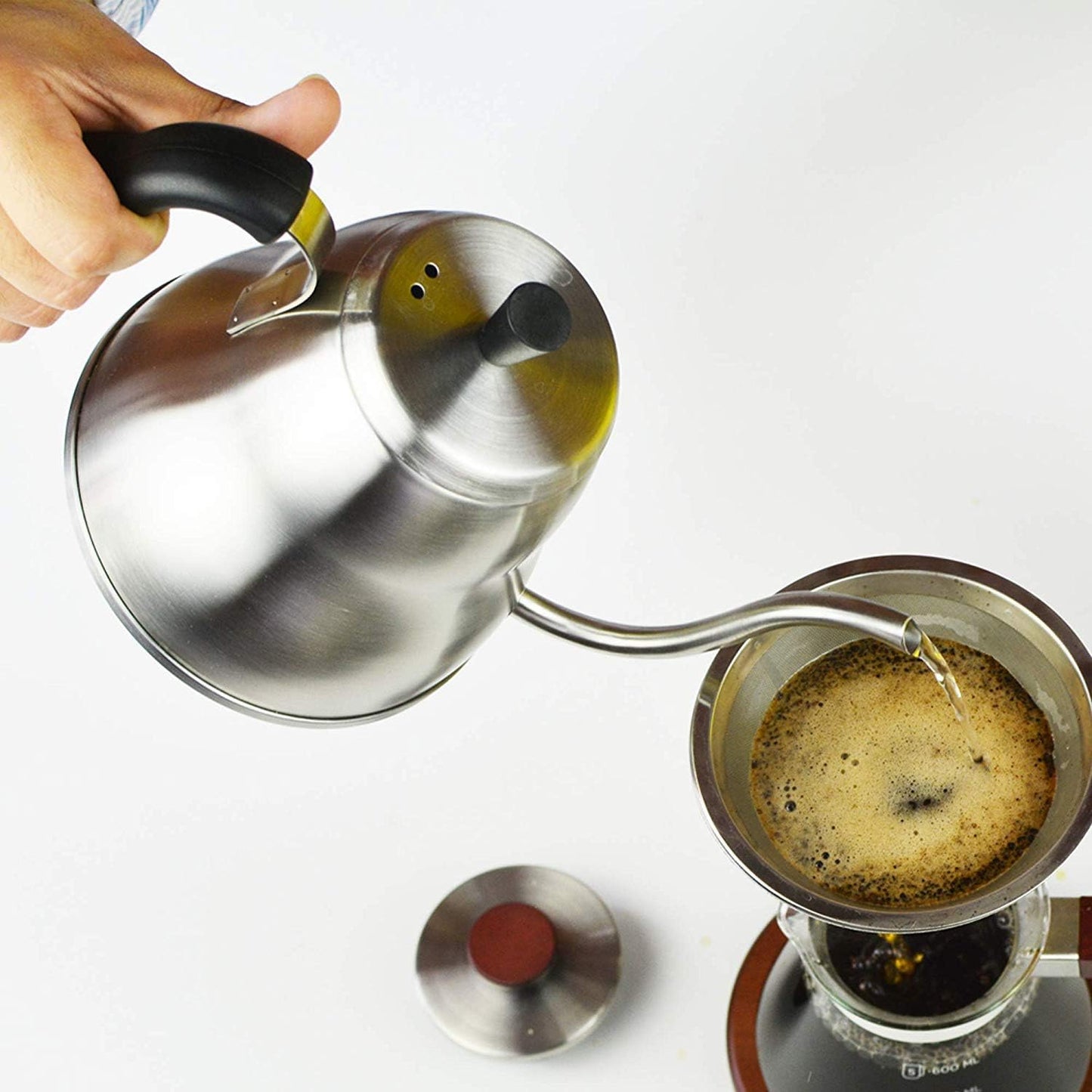 GROSCHE - Marrakesh Gooseneck Kettle Stovetop - 34 oz Stainless Steel Pour Over Coffee & Tea Kettle - Gooseneck Design for Precise Pouring, Integrated Thermometer for Optimal Brewing Temperature
