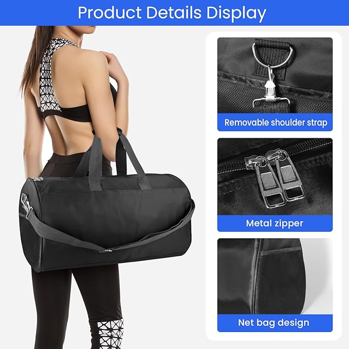 C&F BOGMOST Small Gym Bag for Travel & Duffel - 17 Inch Lightweight Carry On Bag for Men & Women, Mini Duffel Bag,Perfect for Sports, Weekend Trips, and Overnight Stays, Beige