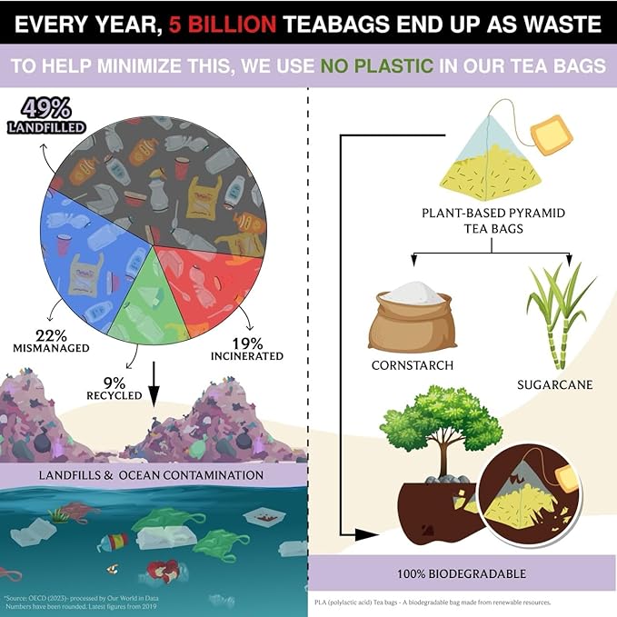 BREWIX, Lavender Mint (25 Pyramid Tea Bags) | Herbal, Caffeine Free, Lavender with Peppermint and Rosemary