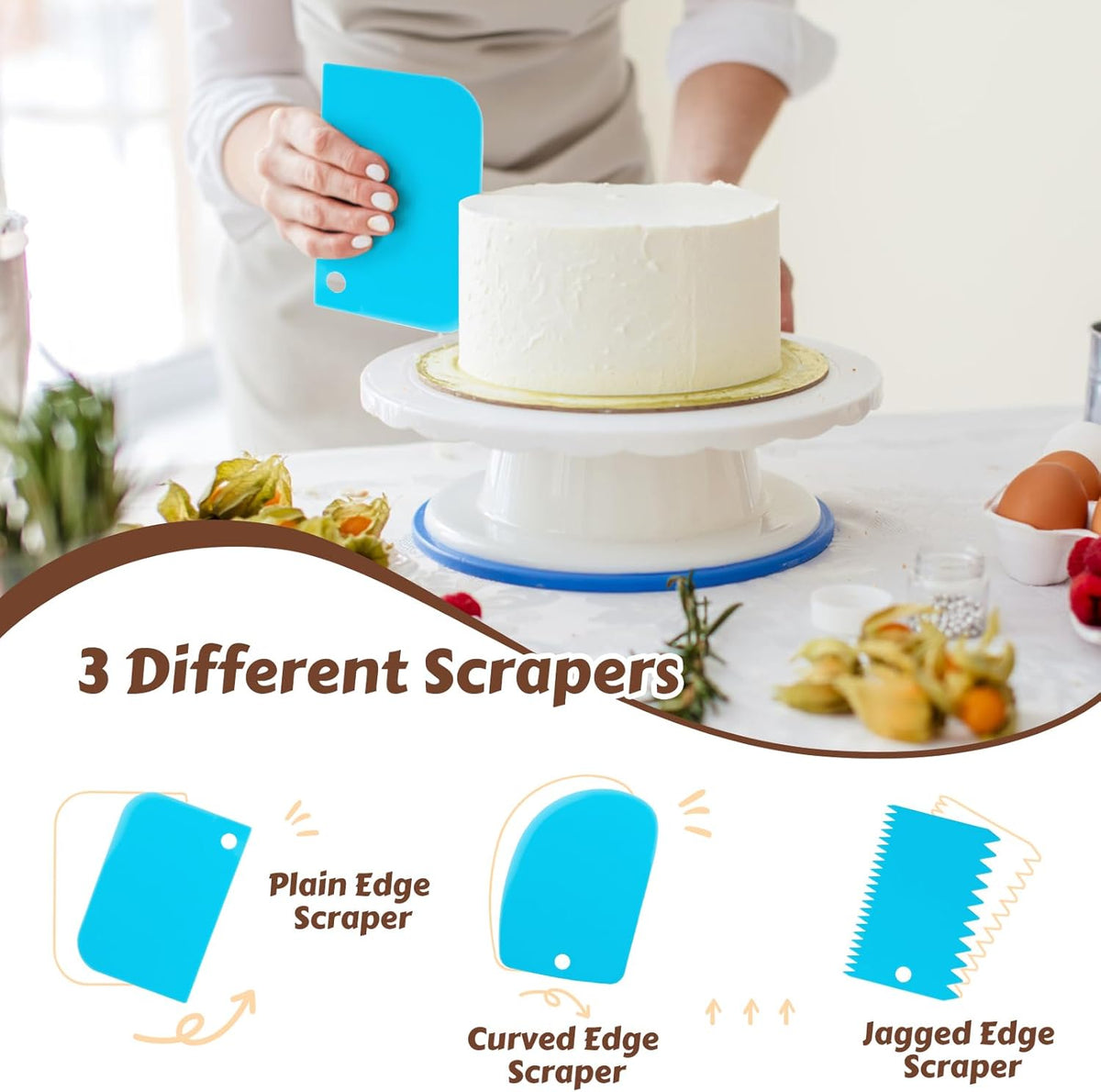 Dessert Decorating Syringe Set, Stainless Steel Frosting & Icing Piping Kit with 6 Tips and 9 Silicone Cupcakes,3 Cream Scraper for Cake Decorating Tools Cupcake Decorating Kit