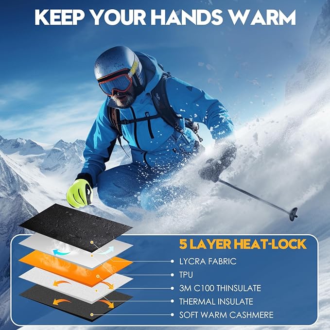 Bruvoalon Winter Gloves for Women & Men, 3M Thermal Insulation, Lycra Fabric, Windproof, Touchscreen, Anti-Slip, Cold Weather