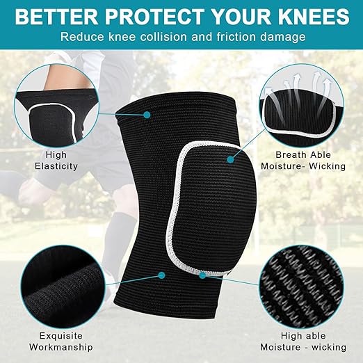 2 Pair Stretchy Knee Pads Knee Brace for Men Women Youth Soft Brace Breathable Sleeve Protective Volleyball Football Dance Tennis Running Cycling Workout Climbing Jogging (black and pink,Large)