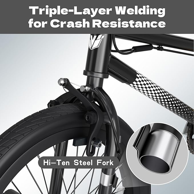 67i Boys BMX Bike 18/20 Inch Ages 8-12 Kids Bicycle with Front Rear U Brake Adjustable Seat Iron Fork 2.09" Wide Tires