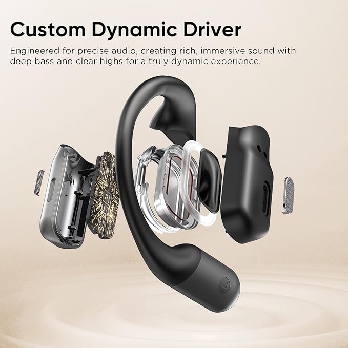 BUGANI Open Ear Headphones Wireless Earbuds,5.4 Bluetooth Headphones, IPX5 Waterproof Ear Buds for Running Workout Cycling Gift(Black)