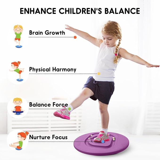 Balance Board for Kids with Maze - Plastic Wobble Board for Skiing Surfing Snowboard Training, Non-Slip Sensory Rocker Board for Toddlers 3-12, Core Strength Physical Therapy Equipment & Skateboard Balance Trainer