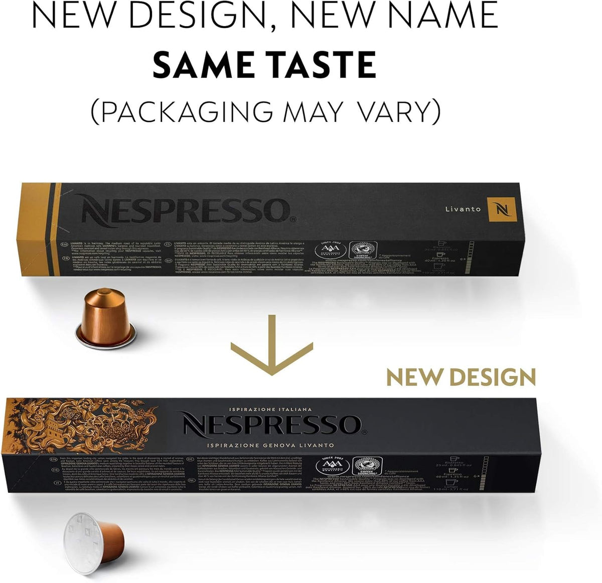 Nespresso Capsules Original Line, Livanto, Medium Roast Espresso Coffee, 50 Count Coffee Pods