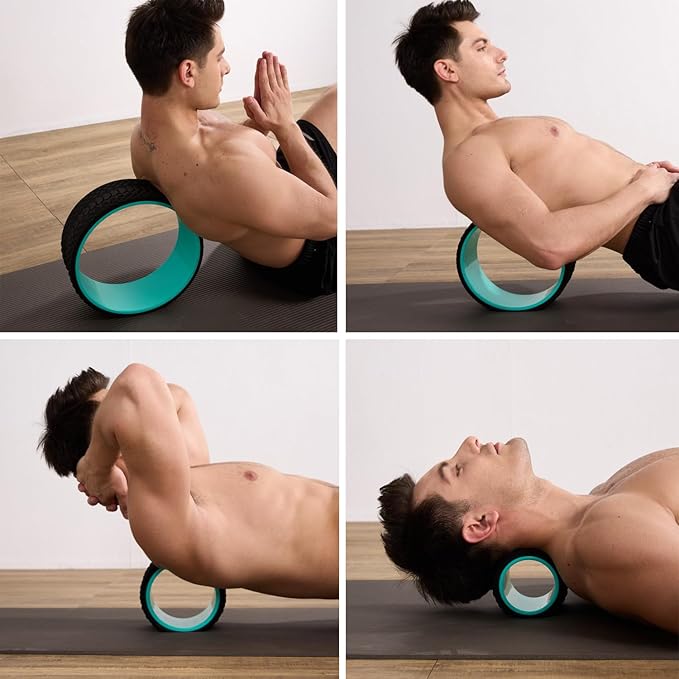 Back Roller Wheel 4 Pack - Yoga Wheel for Back Pain & Stretching,Back Roller for Deep Tissue Massage, Back Wheel for Physical Therapy & Exercise