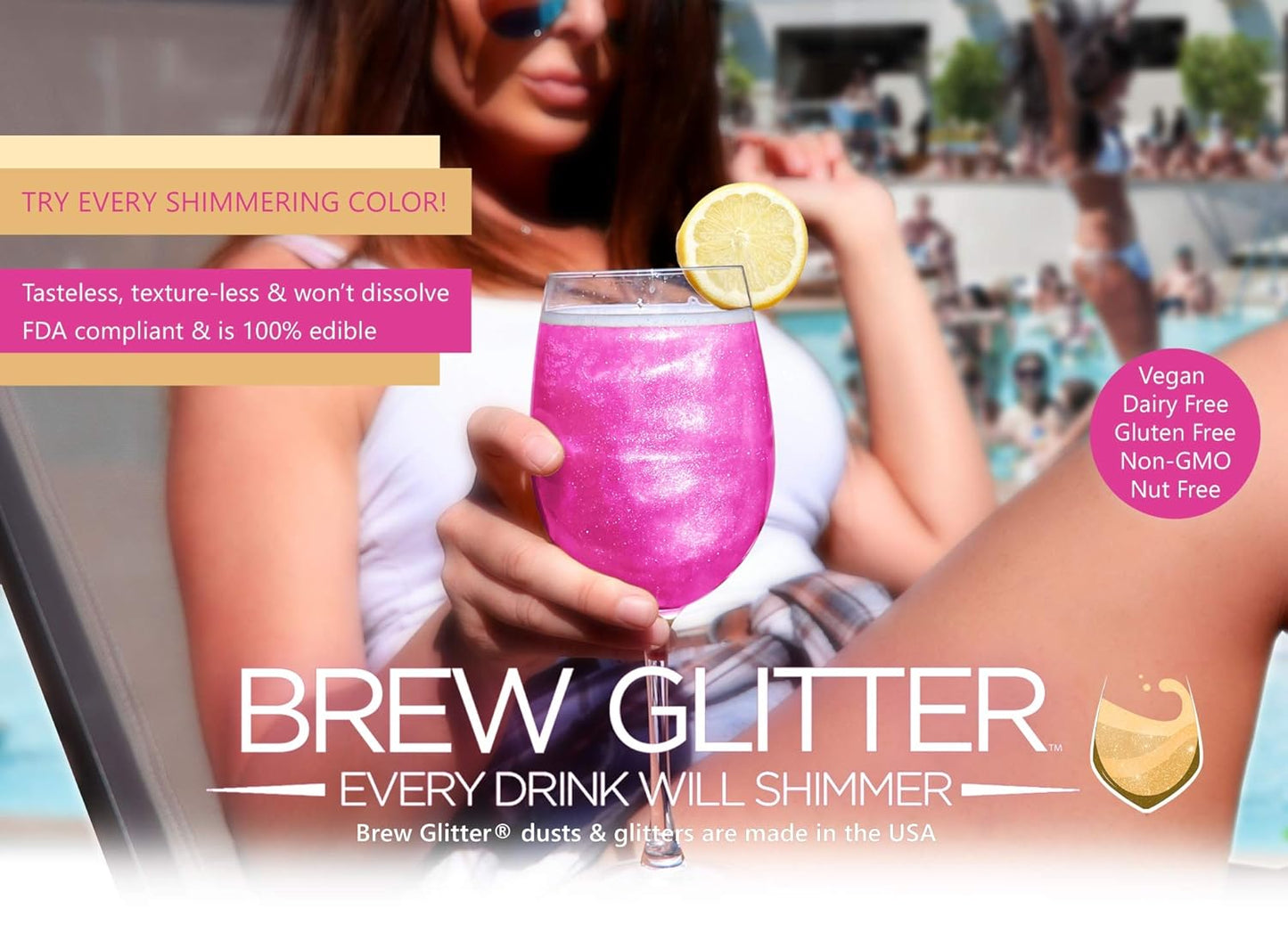 Light Pink BREW GLITTER Edible Glitter For Drinks, Cocktails, Beer, Garnish Glitter & Beverages | KOSHER & HALAL Certified | 100% Edible & Food Grade | Vegan, Gluten, Nut Free (45g Shaker, Light Pink)