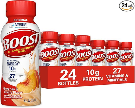 BOOST Original Nutritional Drink, Peaches & Cream, 8 fl oz (Pack of 24)