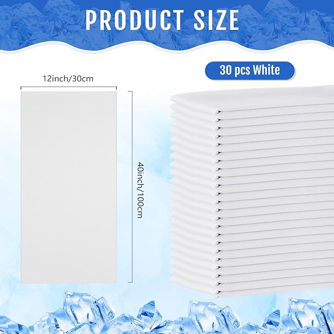 Hosuly 30 Pack Cooling Towels, 40"x12" Ice Breathable Soft Chilly Sweat Rag Microfiber Workout Rags for Gym Cooling Towels for Neck and Face for Yoga Golf Sport Running