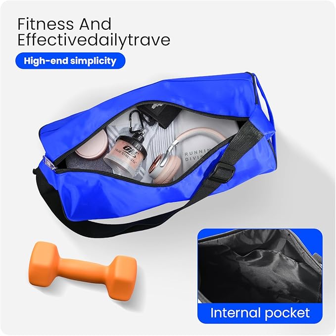 C&F BOGMOST Small Gym Bag for Women & Men,Small Lightweight Duffel Bag Carry On Bags Mini Duffel Travel Bag Waterproof Sports Bags for Workout/Sport/Travel, Blue