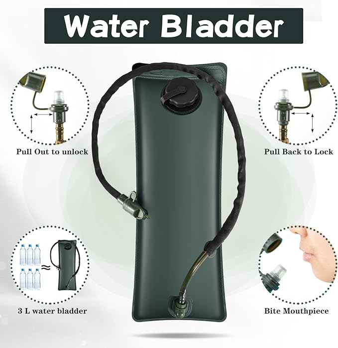 4 Pack Tactical Hydration Backpack with 3L Water Bladder Military Daypack Water Backpack Lightweight Hydration Back Pack for Running Cycling Climbing Hiking for Men Women