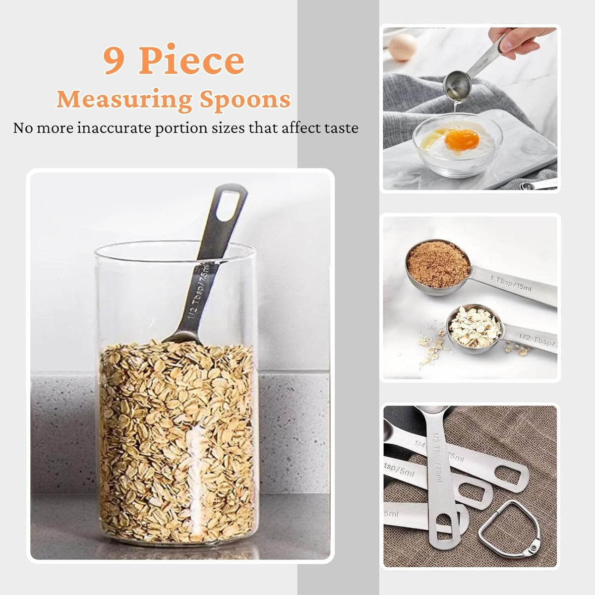 21PCS Measuring Cups and Spoons Set, Include 7 Nesting Measuring Cups, 9 Measuring Spoons and 5 Mini Spoons, Stainless Steel Metal Measuring Set, Kitchen Gadgets for Cooking & Baking