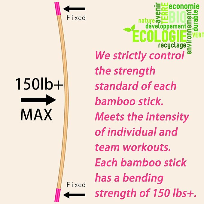 5ft Yoga Stick from Natural Bamboo with Non-Slip Handle-Stretching Stick for Mobility, Flexibility,Exercise,Workout, Physical Therapy,Pilates,Balance Fitness-Access Online Video Guide Without Any Info