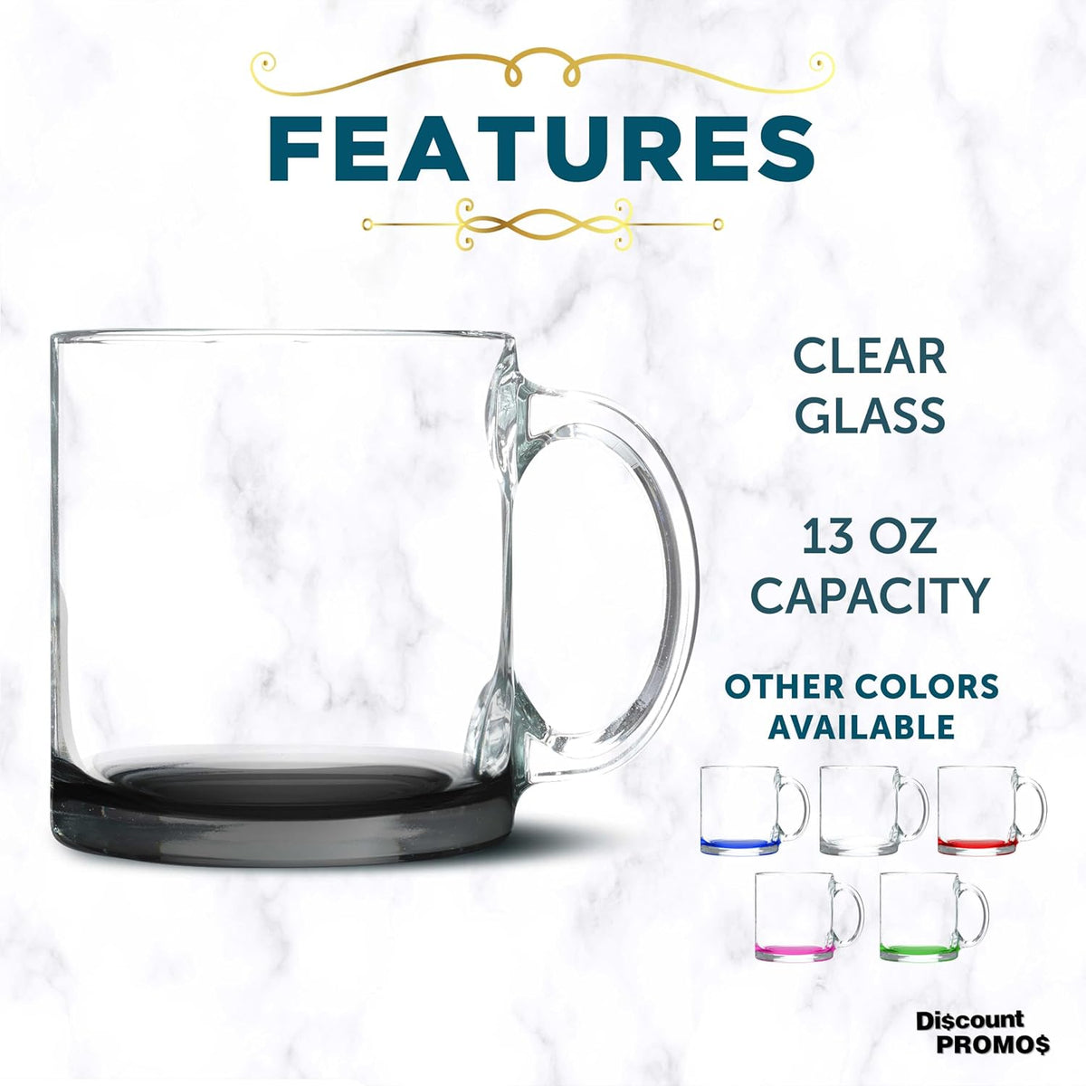 Libbey Clear Glass Coffee Mugs 13 oz. Set of 10, Bulk Pack - Perfect for Coffee, Tea, Espresso, Hot Cocoa, Other Beverages - Black Bottom