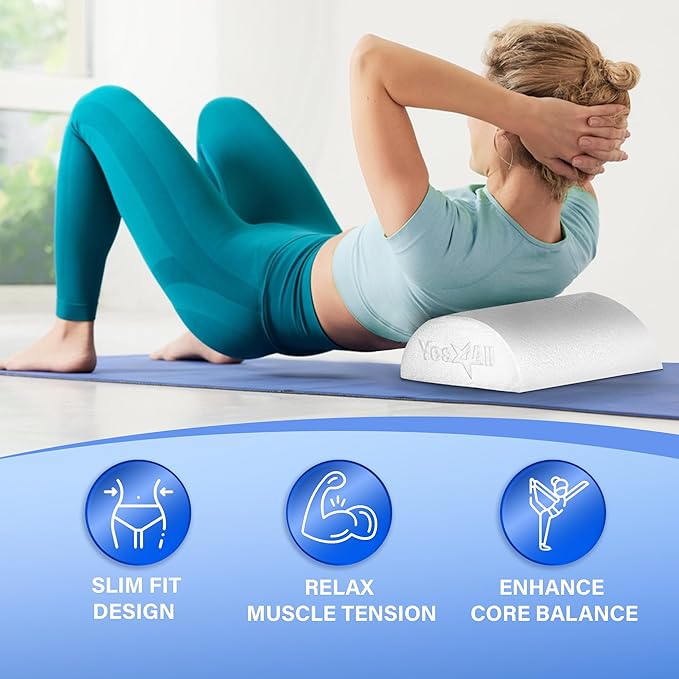 Yes4All Medium Firm Half Foam Rollers for Post-Workout Relaxation, 12/18/24/36 inch PE Foam Roll for Back Massage & Yoga Exercise