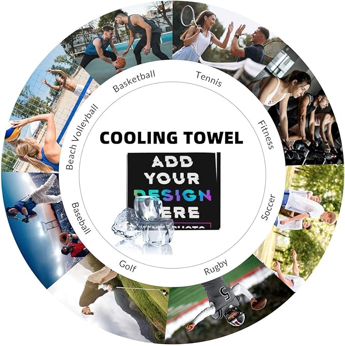 Custom 1-100PCS Cooling Sports Towel, Personalized Photo Logo Soft Cold Exercise Towel for Neck and Face Customized Quick-Drying Cooling Wrap Fitness Workout Sweat Towel 12"x40" (20)