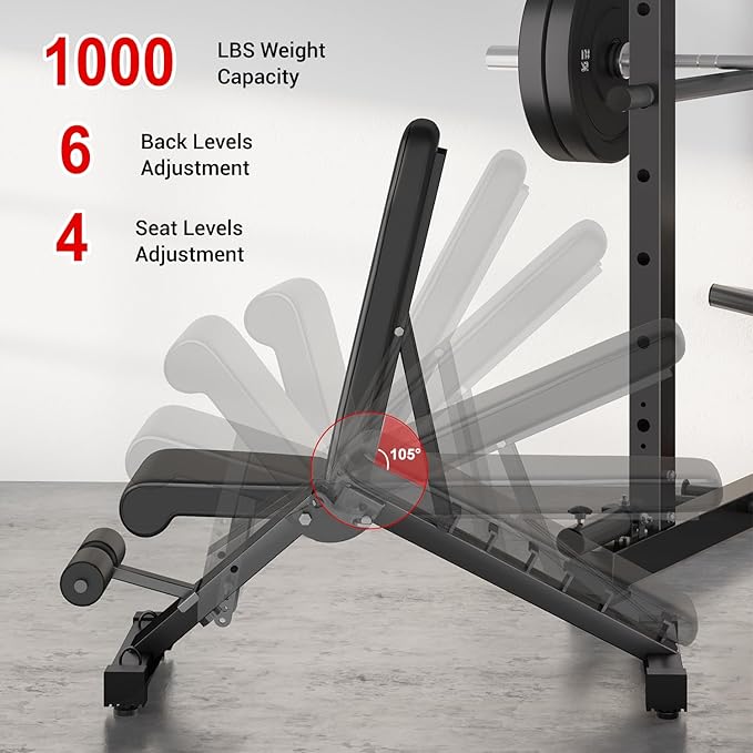 R1-V4 Power Cage Rack, 2000LB Squat Rack with Cable Crossover System, Multi-Function Weight Cage, Home Gym Workout Machine with More Training Attachments