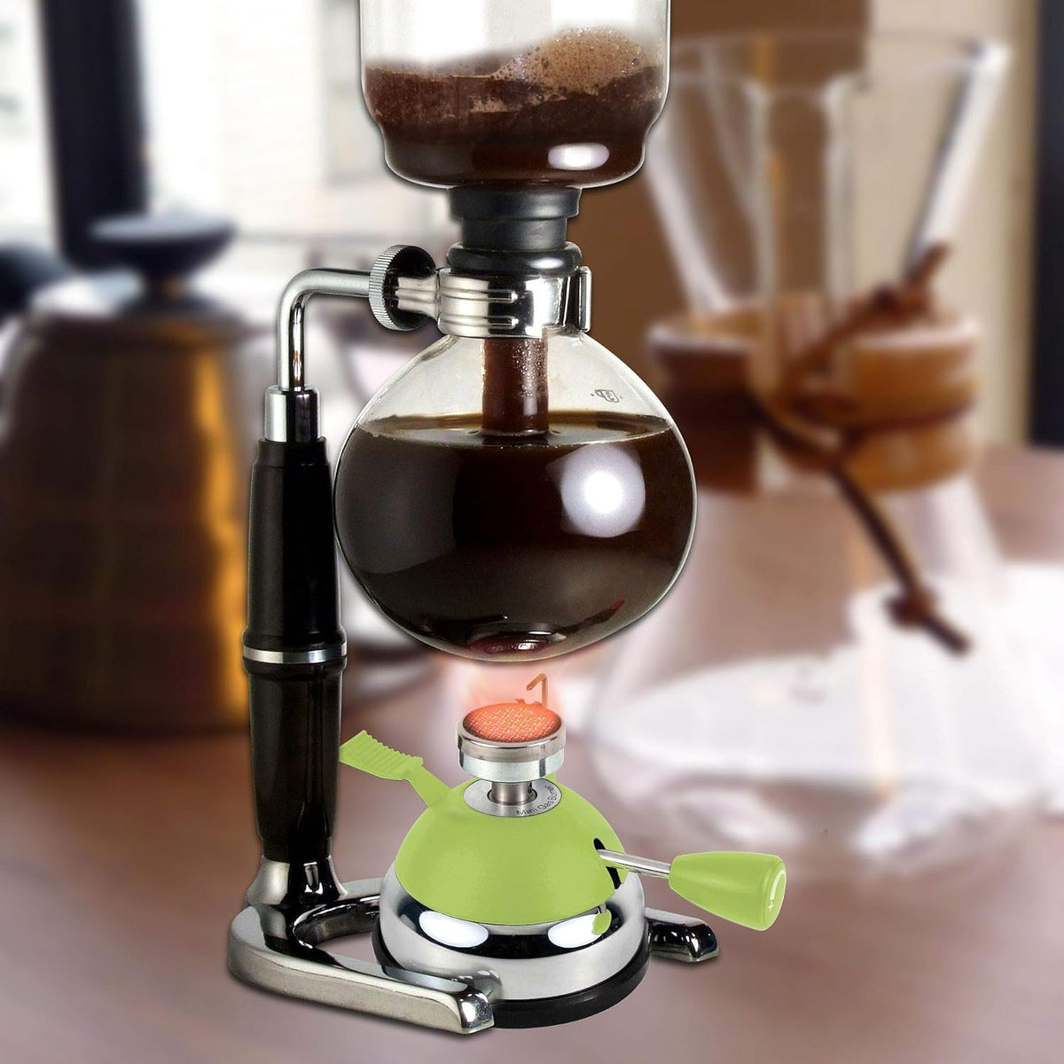BLUEFIRE Butane Mini Burner for Tabletop Coffee Siphon Syphon/w Furnace Stand and Assembly Rack Ceramic Windproof Torch Head Portable Cooking Stove Espresso Maker Chafing Soup Tureens Fondue