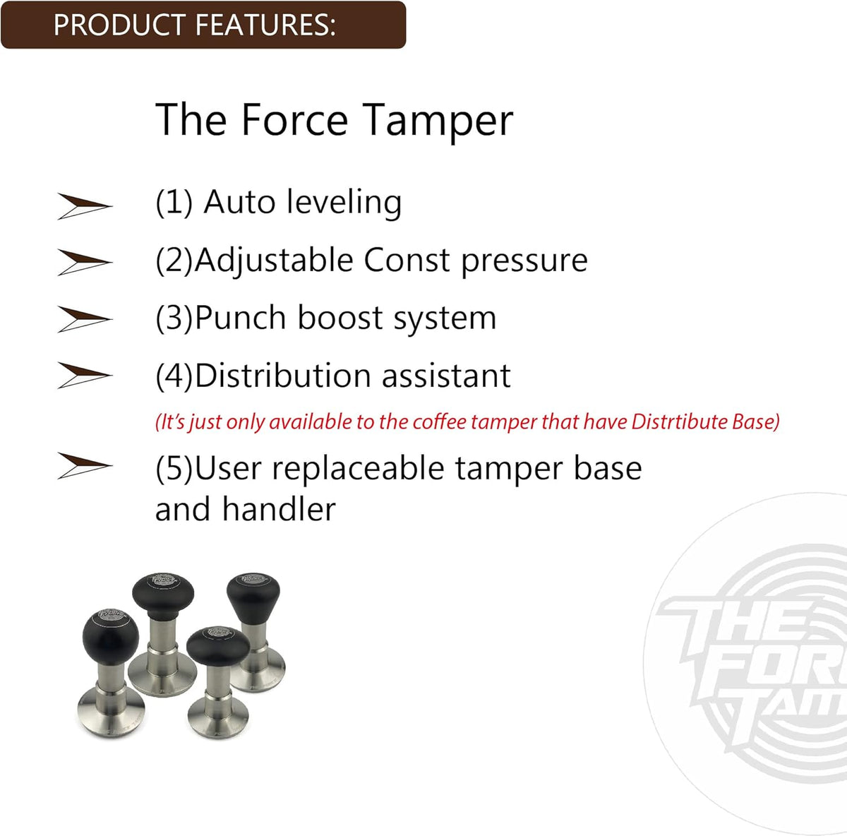 The Force Tamper Automatic Impact Coffee Tamper Adjustable Const Pressure and Autoleveling Extend Set New (Jelly, 58.50mm)