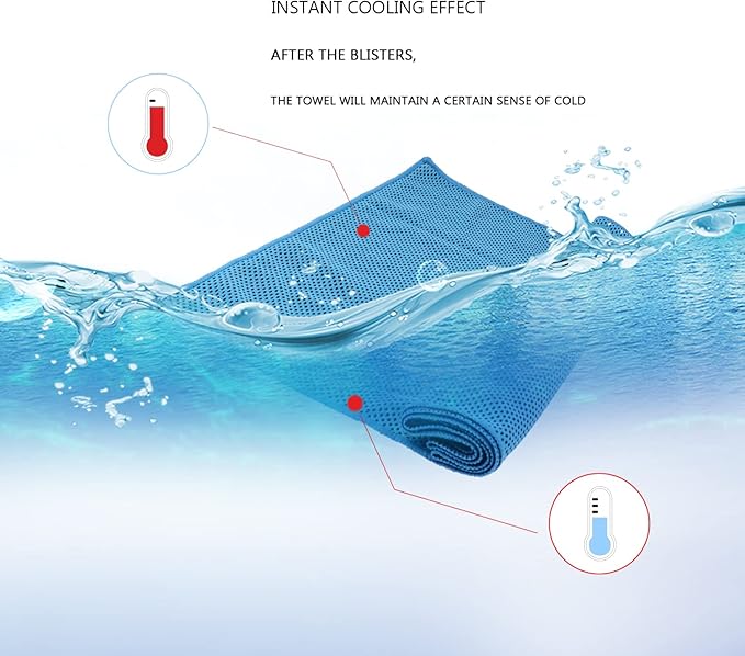 Biange Cooling Towel (Pack of 20, 40"x12") with Pouches for Sports, Workout, Fitness, Gym, Yoga, Golf, Pilates, Travel, Camping & More