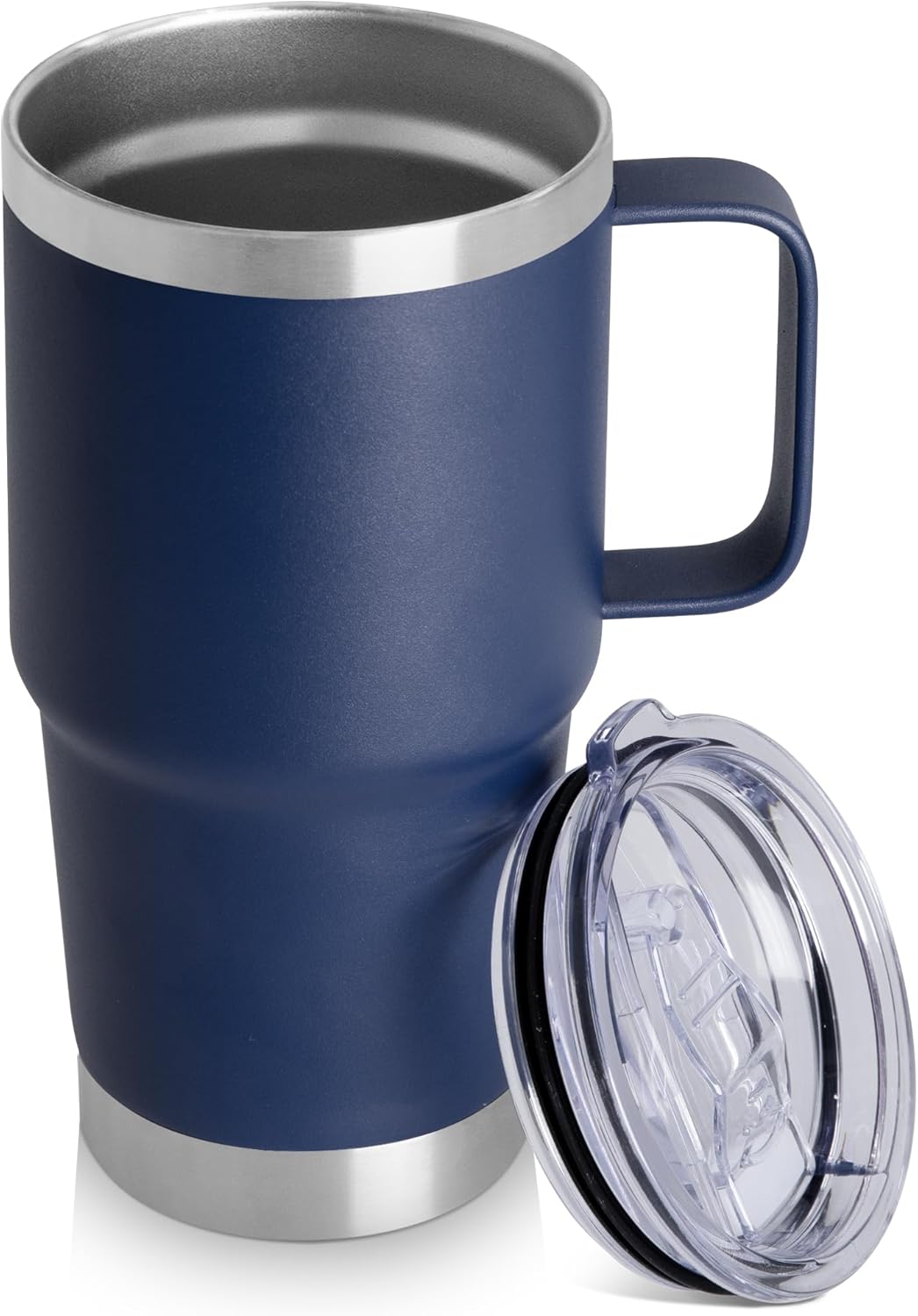 HASLE OUTFITTERS 20oz Tumbler with Lid, Stainless Steel Tumbler with Handle, Metal Insulated Travel Coffee Mug with Handle, Double Wall Vacuum Spill Proof Tumbler Cup, Navy 1 Pack