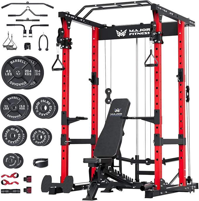 MAJOR FITNESS Drone1 Power Cage - Multi-Function Power Rack for Home Gym, Squat Rack, Cable Crossover System, for Strength Training, Heavy-Duty Steel Construction