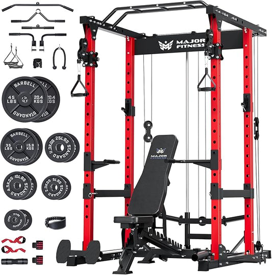 MAJOR FITNESS Drone1 Power Cage - Multi-Function Power Rack for Home Gym, Squat Rack, Cable Crossover System, for Strength Training, Heavy-Duty Steel Construction