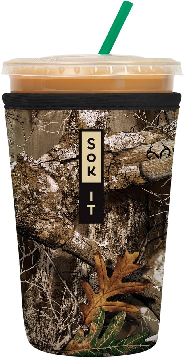 Sok It JavaSok Iced Coffee & Cold Soda Insulated Neoprene Cup Sleeve (RealTree Edge Camouflage, Medium: 22-28oz)