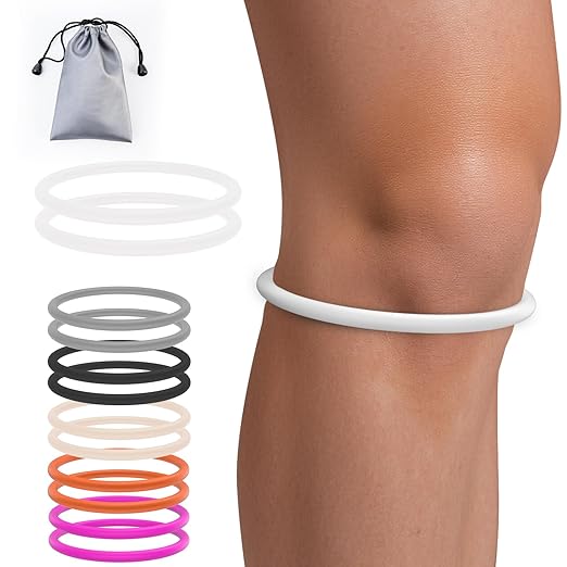 2PCS Patella Band for Knee Pain Relief, Patellar Tendon Support Strap for Tennis, Running, Jumpers, Soccer, Basketball and Hiking, Breathable & Lightweight Patella Stabilizer Knee Strap Brace Support for Women and Men, Comes with Storage Bag (White)