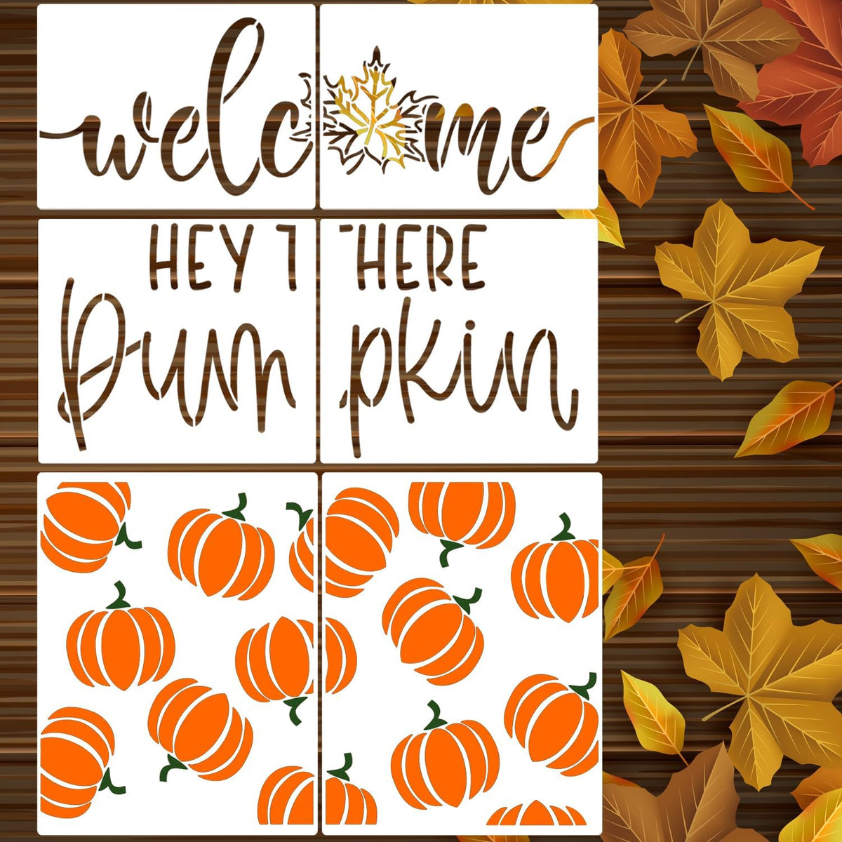 Fall Stencils for Door Mats 27”x14” Fall Doormat Stencils Pumpkin Stencil Templates for Doormat Wood Signs DIY Crafts Decor