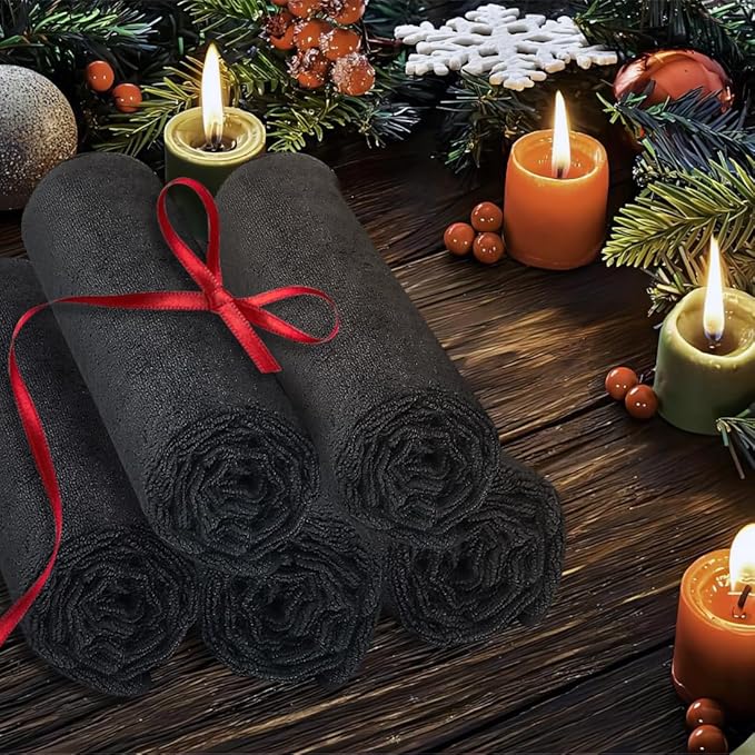 24 Pack Salon Towels - Highly Absorbent and Quick Drying Hand Towels, Premium Wash Cloths for Bathroom, Gym, Shower, Hotel, and Spa - 16x27 inch (Black)