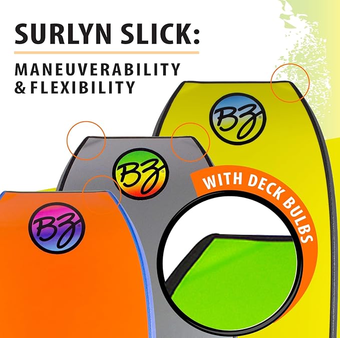 BZ Bodyboards - Accel Pro Board - Crescent Tail, Slick Bulbs, Contoured Deck Cutting Edge, High Performance - Advanced Riders