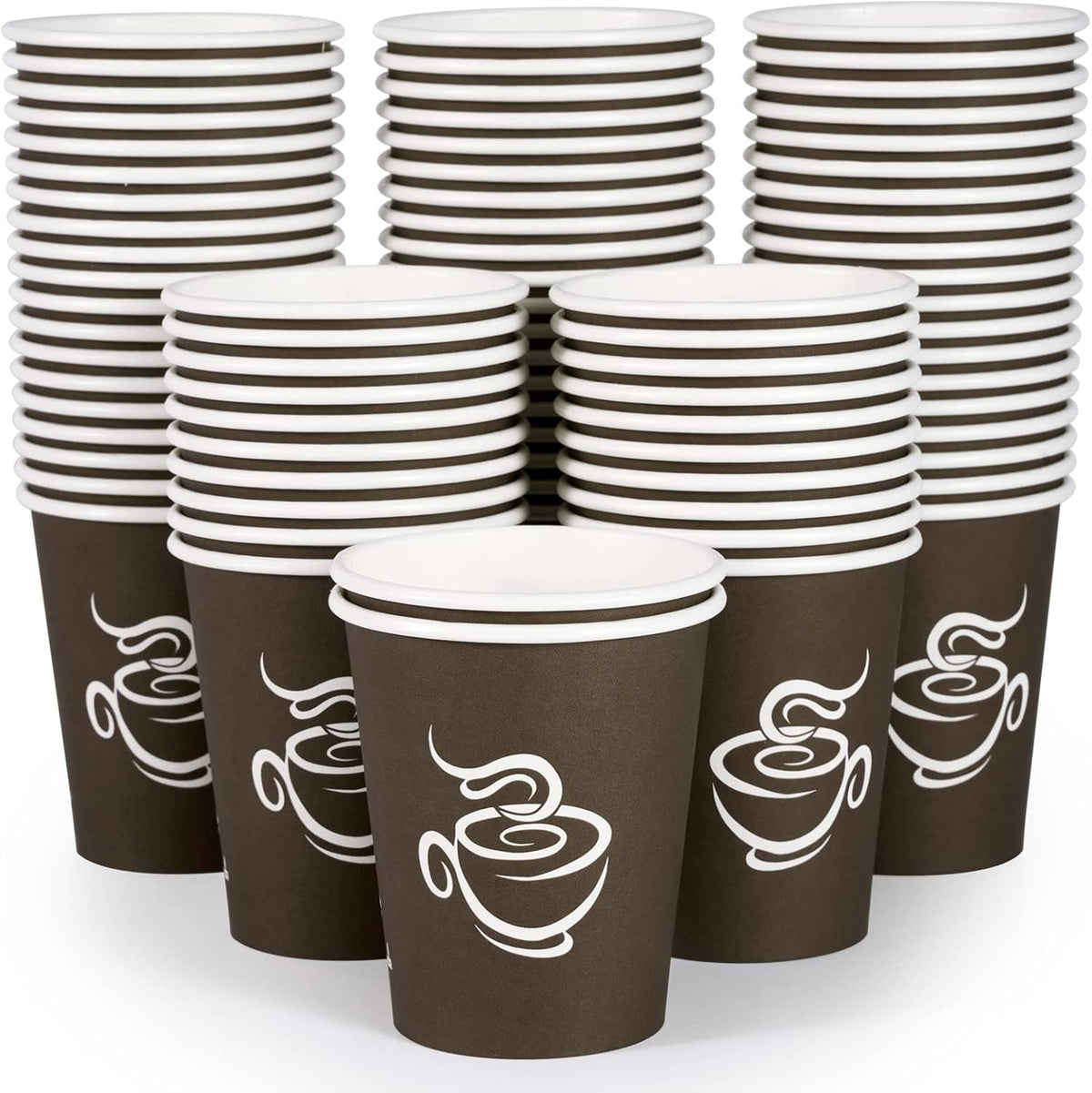 LITOPAK 400 Pack 8 oz Paper Cups, Brown Disposable Hot Coffee Cups for Party, Picnic, Travel, and Events