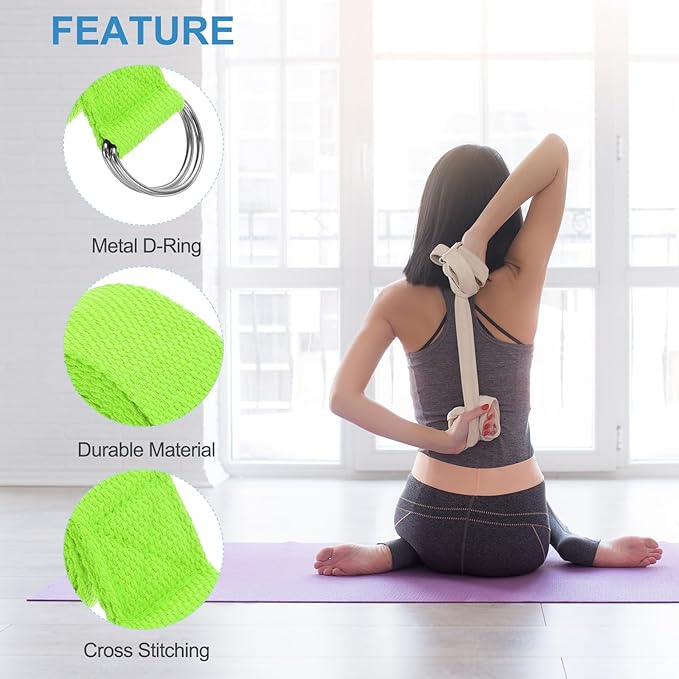 PATIKIL Yoga Strap for Stretching, Cotton Yoga Belt with Adjustable Metal D-Ring Buckle Stretch Band for Fitness Pilates