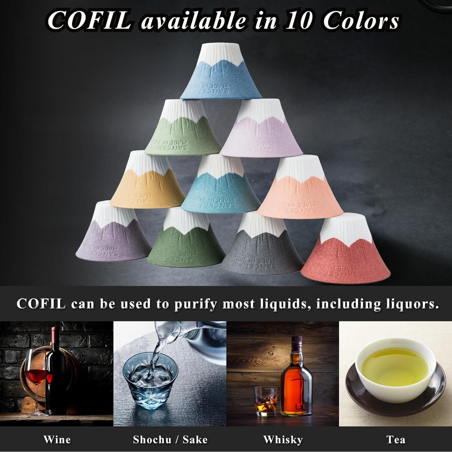Ceramic Reusable Coffee Filter Dripper Paperless Sustinable Mt. Fuji Made in Japan (Black)