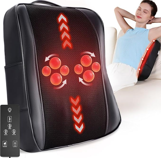 Boriwat Back Massager with Heat, Shiatsu 4D Kneading Rolling Up and Down Back Massage for Pain Relief Deep Tissue, Track-Guided & Lower Back Massager for Lumbar, Shoulder, Gifts for Women Men Mom Dad