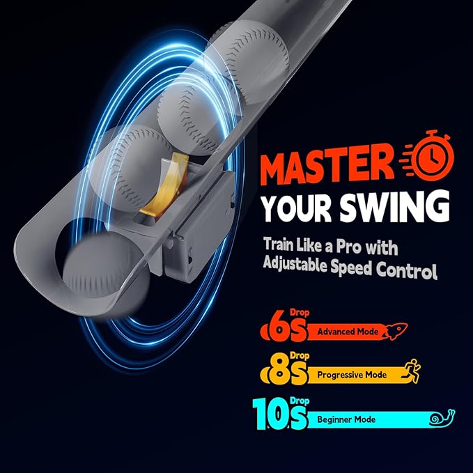 Baseball Auto Soft Toss Trainer with Rebound Net - Adjustable Height 52"-72", 8-Ball Capacity, 6/8/10s Auto-Drop, Rebound Net & Carry Bag - for Baseball & Softball Training Equipment