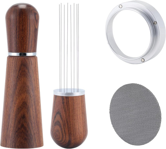 58mm Espresso Accessories Kit,316 Stainless Steel WDT Tool Espresso,Dosing Funnel and Puck Screen Set，Espresso Distribution Tool,Espresso Coffee Stirrer for Barista