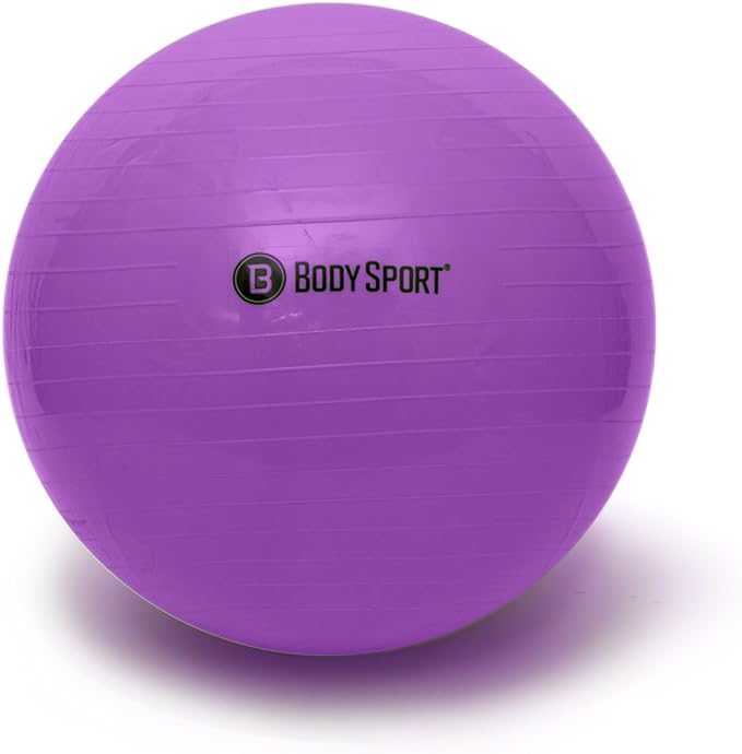 Body Sport Exercise Ball with Pump for Home, Gym, Balance, Stability, Pilates, Core Strength, Stretching, Yoga, Fitness Facilities, Desk Chairs
