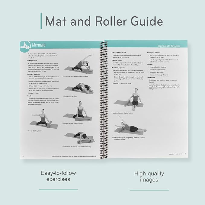 Balanced Body Mat and Roller Guide, Pilates Mat and Roller Guide for Workout Equipment, for Home Gym or Studio Use